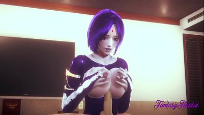 3D Hentai – Raven boobjob and fingering – Japanese manga anime porn